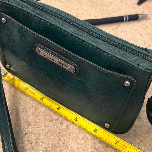 Vintage/Discontinued Liz Claiborne Dark Teal Green Pebbled Wristlet Clutch - Picture 12 of 13